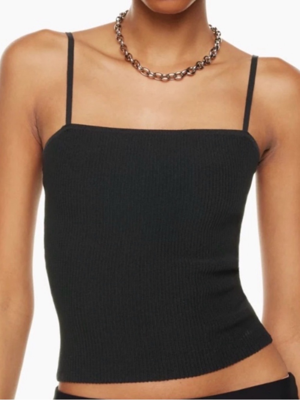 Aritzia Black Ribbed Square-Neck Camisole